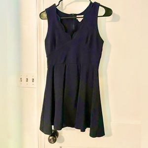 Navy Blue Dress with Scalloped Neck